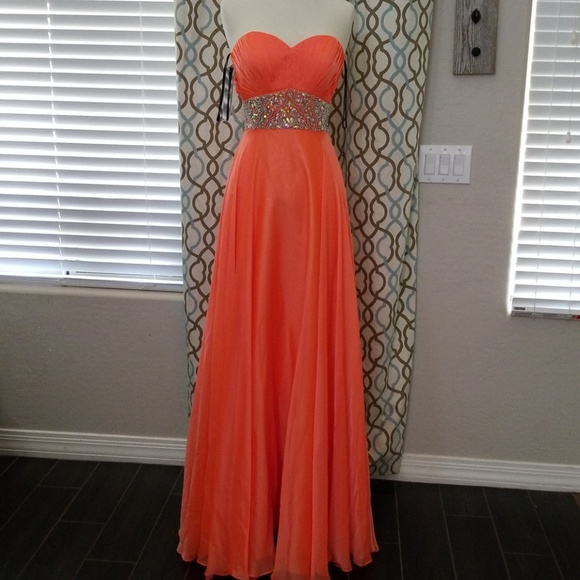 tangerine chiffon dress